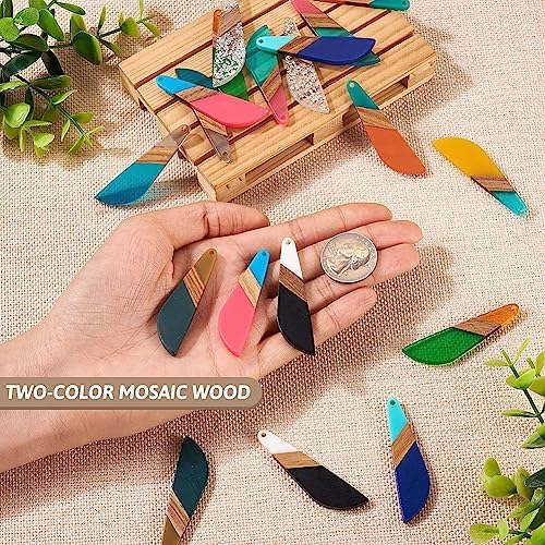 FASHEWELRY 20Pcs Wood Resin Charms Knife Shape Gothic Charms Halloween Wooden Earring Blanks Bohemian Wooden Earring Pieces for Jewelry Making - Image 6