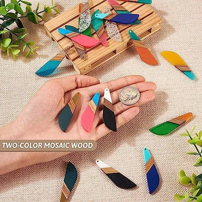 FASHEWELRY 20Pcs Wood Resin Charms Knife Shape Gothic Charms Halloween Wooden Earring Blanks Bohemian Wooden Earring Pieces for Jewelry Making - Image 6