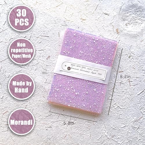 30 Pcs Handmade A5 Textured Scrapbook Paper and Mesh, Junk Journal Supplies - Image 3