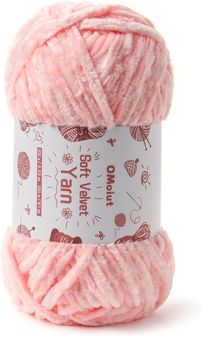 100g Fluffy Velvet Chenille Yarn for Crocheting and Knitting, 80m (87.5yd) Baby Yarn for Crocheting Soft, Crochet Chunky Yarns Amigurumi Yarns (Pink)