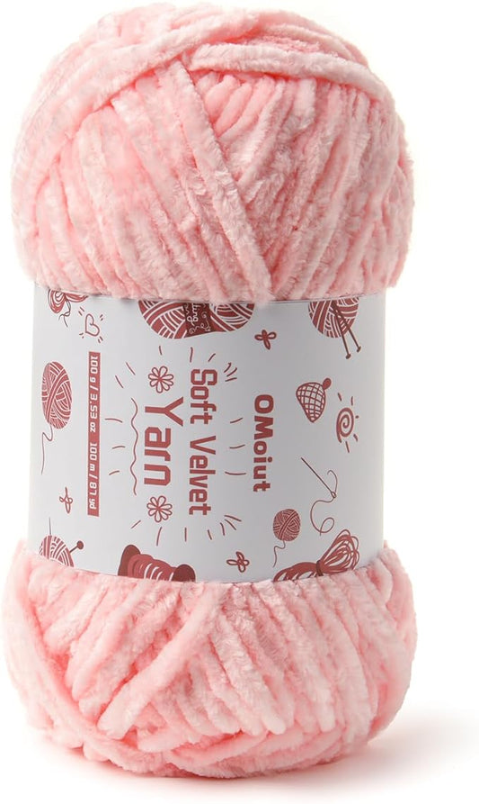 100g Fluffy Velvet Chenille Yarn for Crocheting and Knitting, 80m (87.5yd) Baby Yarn for Crocheting Soft, Crochet Chunky Yarns Amigurumi Yarns (Pink)