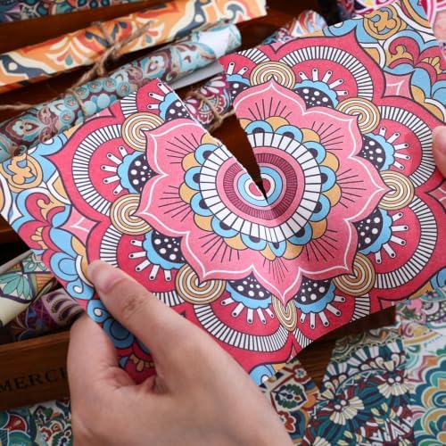 160 Sheets Boho Mandala Scrapbook Paper Set, Journaling Scrapbooking Supplies Craft Decoupage Papers Kit, Ephemera for Junk Journal Bullet Journals Well Posters Room Decor for Card Making Gift - Image 6