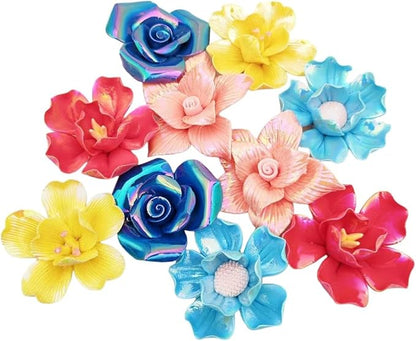 20PCS 3D Flower Ceramic Tiles,1.6" Handmade Procelain Ceramic Flowers for DIY Craft Plates Flowerpots Vases Cups Mosaic Making Supplies (3D Ceramic Flowers)