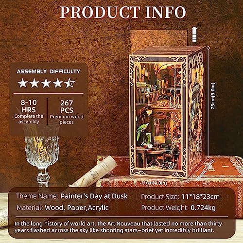 MiniCity Painter at Dusk DIY Book Nook Kit, Miniature House Puzzle with LED - Image 2