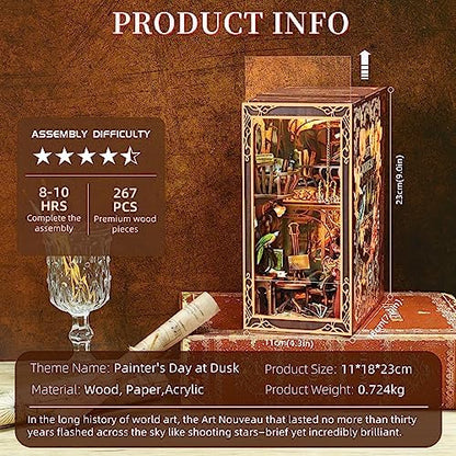 MiniCity Painter at Dusk DIY Book Nook Kit, Miniature House Puzzle with LED - Image 2