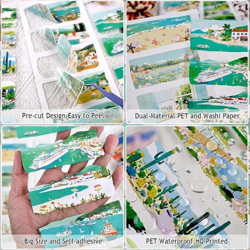 Summer Scenery Sticker Book, PET & Washi Stickers for Journaling - Image 3