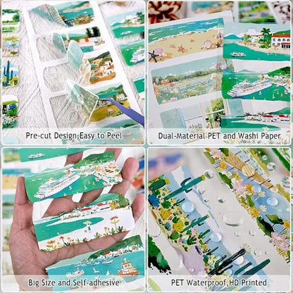 Summer Scenery Sticker Book, PET & Washi Stickers for Journaling - Image 3