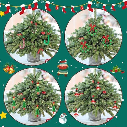 Christmas Crafts for Kids Adults Families, Beaded Ornament Kit to Make Wreath/Candy Cane/Xmas Tree/Snowman, Holiday Decorations Party Supplies, 40 Pieces - Image 6