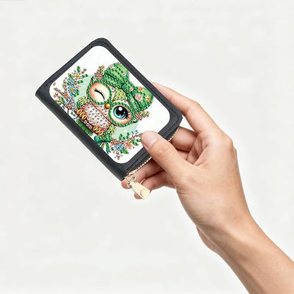 Diamond Painting Credit Card Holder Owl Diamond Art Credit Card Wallet Animal Gem Art Wallet Animal Gem Painting Coin Purse Owl Mosaic Kits for Adults Billfold Embroidery Kit Billfold