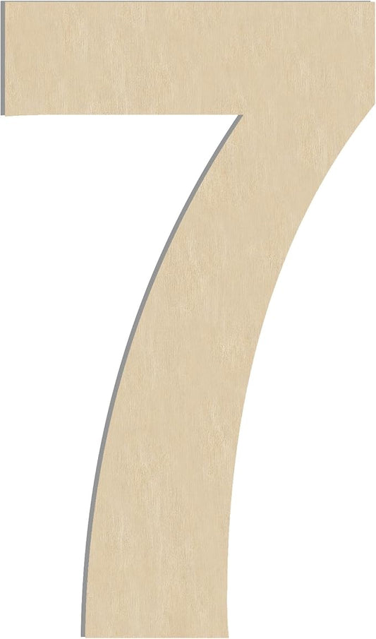 HILAZA 17 Inch Large Wooden Number 7, 1/4 in Thick Big Wood Letter for Wall Decor Crafts