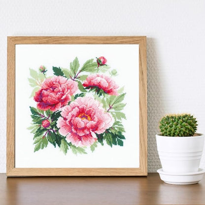 RIOLIS - Tree Peony 1854, Floral Cross Stitch Kits 15,75" x15,75, Cross Stitch Kits for Beginners & Advanced, Crossstitching Kits Adult, Counted Stitching Kits, Flowers Embroidery Kit