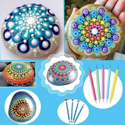 12PCS Dotting Tools Set, Clay Sculpting Tools with Double-Sided Ball Tips & 1.7OZ Air Dry Clay Glaze for Rock Painting, Pottery Embossing, Canvas Drawing & Clay Modeling Kit for Artists and Crafters - Image 3