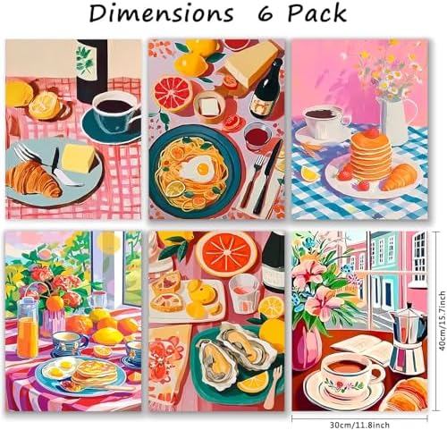 YOLENIX 6 Pack Delicious Food Paint by Numbers Kit for Adults Beginner - Image 5