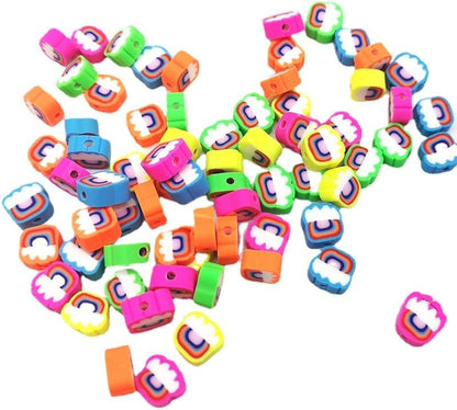 100pcs Colorful Rainbow Polymer Clay Spacer Beads for Women Jewelry Making DIY Bracelet Necklace Hair Clip Accessories (Colorful Rainbow) - Image 4