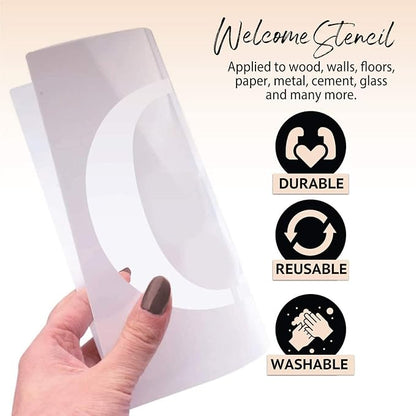 Welcome Stencil With Holiday Set for Painting on Wood - Reusable, DIY Projects, Gifts and More - Easy to Use Large Letter Horizontal and Vertical