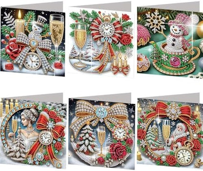 Diamond Art Christmas Cards Kit, 6PCS DIY Diamond Painting Christmas Cards with Envelopes, 5D Diamond Dot Greeting Cards for Adults, Xmas Card for Holiday Crafting Gifts (Xmas Atmosphere) by Unknown