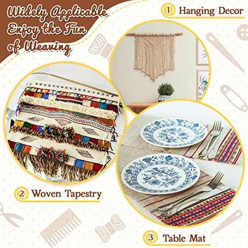 Juexica 7-piece Weaving Loom Kit for Beginners, Complete Wooden, Beige - Image 5