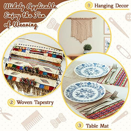 Juexica 7-piece Weaving Loom Kit for Beginners, Complete Wooden, Beige - Image 5