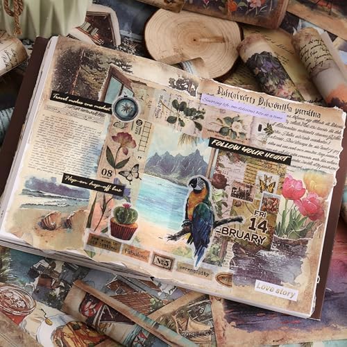 160 Sheets Vintage Scrapbook Paper Set - 8 Nature Impressions Themed Aesthetic Natural Scenery Patterns, Journaling Scrapbooking Supplies Craft Decoupage Papers Kit, for Junk Journals Collage Making - Image 5