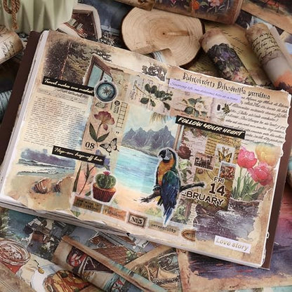160 Sheets Vintage Scrapbook Paper Set - 8 Nature Impressions Themed Aesthetic Natural Scenery Patterns, Journaling Scrapbooking Supplies Craft Decoupage Papers Kit, for Junk Journals Collage Making - Image 5