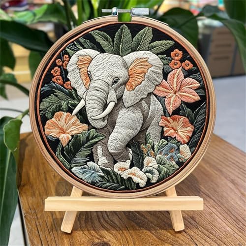 SCECALA 4 Pack Elephant Floral Embroidery Kit for Beginners - Image 4