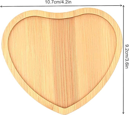 4PCS Mosaic Bamboo Coasters for Crafts, Blank Base Trays, Drinking Cup Coaster, Plant Coaster, Art Plate,DIY Mosaic Supplies (Heart)