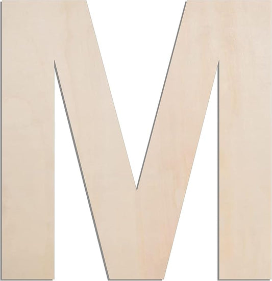 MGTECH 12 Inch Large Wooden Letter M, 1/4 in Thick Big Wood Letter for Crafts and Wall Decor