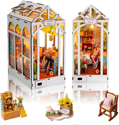 DIY Book Nook Kit-DIY Miniature Booknook Kit w/LED, Sunshine Diary by Weservehomeforbetterlife