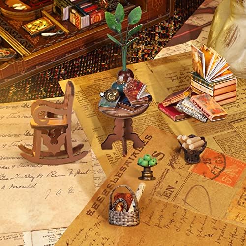 RONSTONE Book Nook Kit for Adults, Martin’s Bookstore DIY Miniature House Kit with LED Light, Wooden 3D Puzzle Bookshelf Insert Decor, Craft Gift for Teens and Book Lovers - Image 3