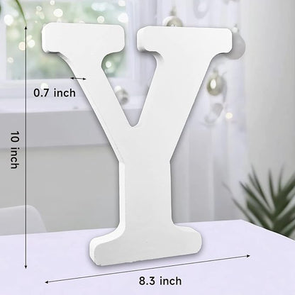 AOCEAN 10 Inch White Big Wood Letters, Unfinished Wooden Letters for Wall Decor Decorative Standing Letters Slices Sign Board Decoration for Craft Home Party Projects (Y)