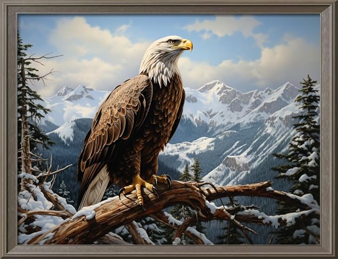 Leczany Cross Stitch Stamped Kit for Adults - Snow Mountain Eagle | DIY Embroidery Starter Patterns Craft Kit Needlepoint for Beginner | 11CT, 3 Strands | 20.5x15.4 inches
