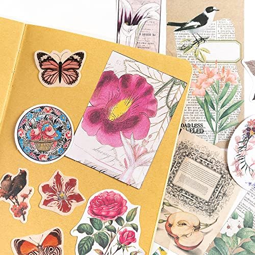 Alideco 200pcs Vintage Scrapbook Supplies Kit Kawaii Mushrooms, Flowers Scrapbooking Paper Washi Bullet Journals Planners Collage Album Aesthetic Cottagecore - Image 5