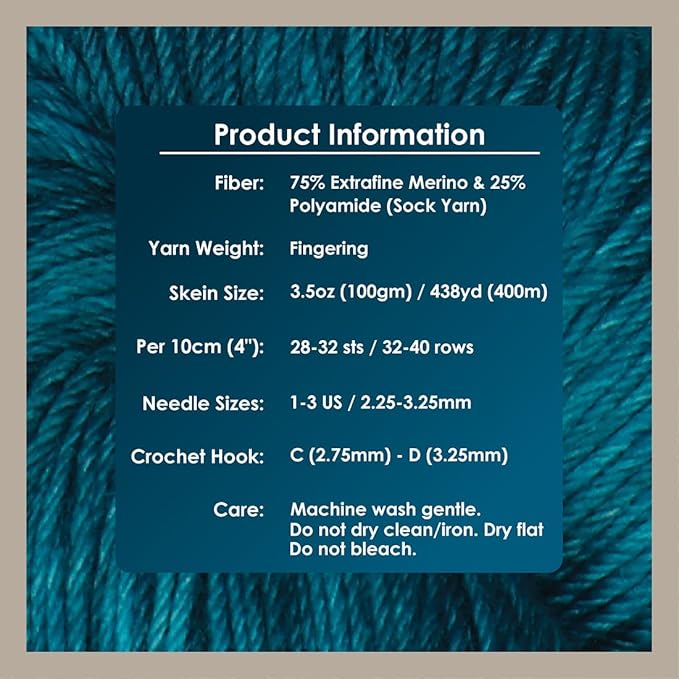 KnitPro Symfonie Hand Dyed Yarn | Extra Fine Merino Wool & Polyamide Blend for Knitting & Crocheting, Fingering Weight, Oeko-TEX Certified 400m, 100g Skein | Terra Semi-Solid Peacock Green
