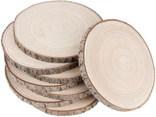 Maputune 8 Pcs 11-12 in Large Unfinished Wood Slices for Centerpieces, Natural Rustic Wooden Plate for DIY Craft, Round Wood Chips for Signage Painting Wedding Party Christmas Decor