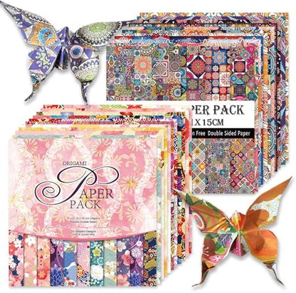 Origami Paper 100 Sheets, 6-Inch Square Double Sided Colored Craft Paper by Bestartsuppliesforyou