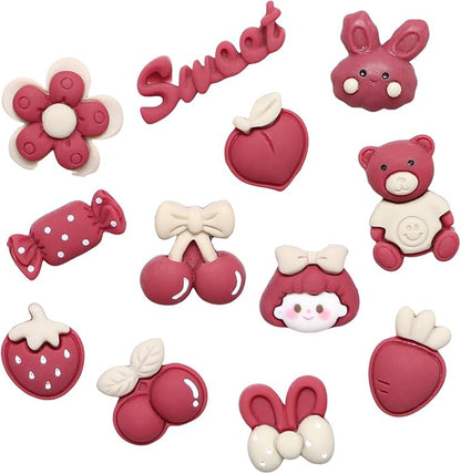 50 Pcs Flatback Cute Resin Slime Charms Bulk for Crafts, Flat Back Mixed Charms for Slime, Slime Charm Bulk for DIY Art Craft Making Kit (Burgundy Blue Khaki)