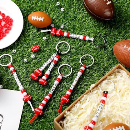 Landical 564 Pcs Football Keychain Making Kit DIY Name Bead Craft Red - Image 3