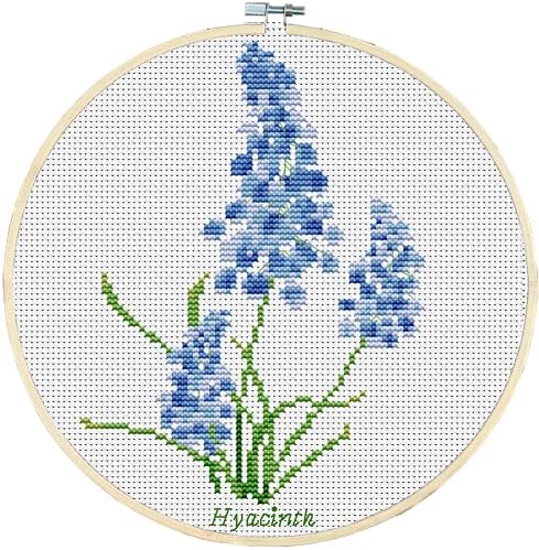 Awesocrafts Cross Stitch Kits Hyacinth Flowers 11CT Stamped Patterns Easy Cross Stitching Embroidery Needlework Kit Supplies (Hyacinth) by Awesocrafts
