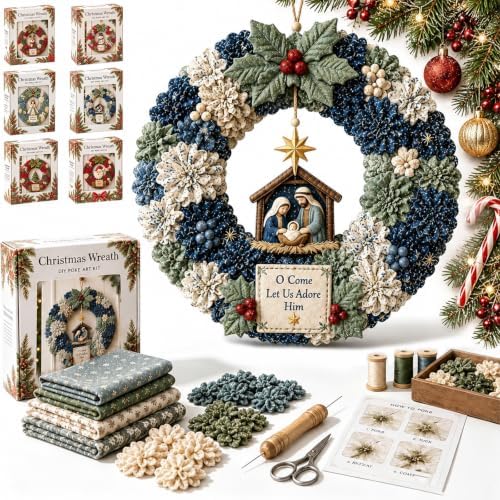 3D Fabric Poke Wreath DIY Kit, Christmas Wreath DIY Kit for Adults (#F) by Unknown