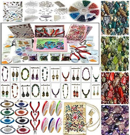 Adults Deluxe Jewelry Making Beads Mix Pliers Findings Starter Kit Gift Set by SabrikasArtsCrafts
