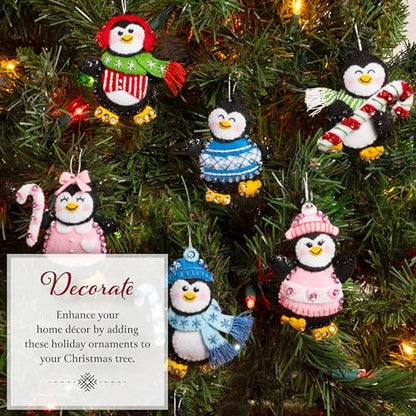 Bucilla Felt Applique 6 Piece Ornament Making Kit, Winter Land Penguins, Perfect for DIY Arts and Crafts, 89668E - Image 4