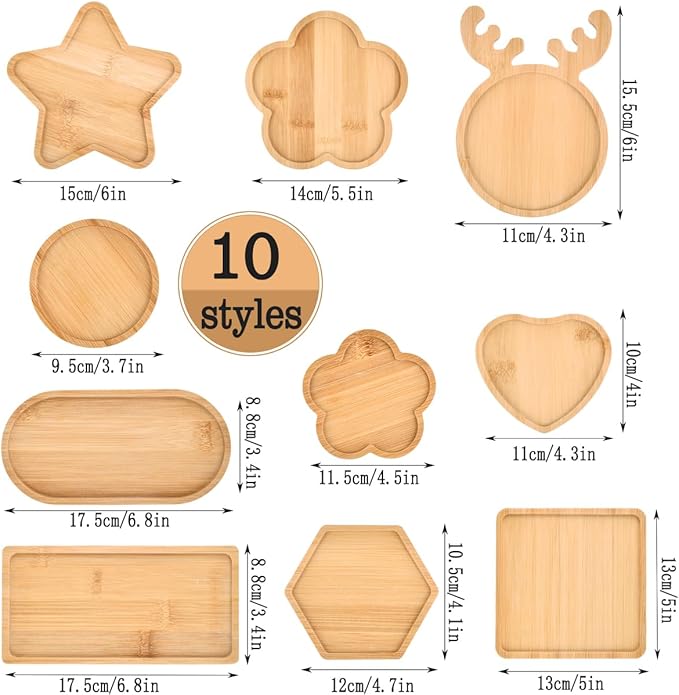 BUYGOO 10Pcs DIY Wooden Mosaic Tiles Coasters Assorted Shapes, Blank Base Trays, Drinking Cup Coaster, Plant Coaster, Art Plate, DIY Mosaic Supplies for Arts and Crafts Home Decor