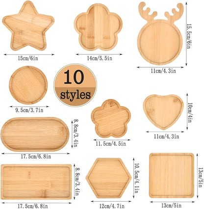 BUYGOO 10Pcs DIY Wooden Mosaic Tiles Coasters Assorted Shapes, Blank Base Trays, Drinking Cup Coaster, Plant Coaster, Art Plate, DIY Mosaic Supplies for Arts and Crafts Home Decor