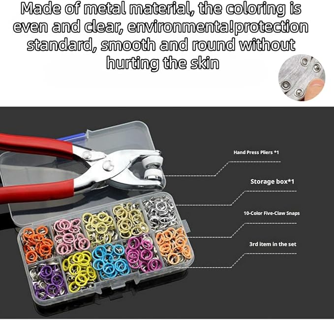 Sewing Kit with 100pcs Metal Buttons – Manual Pliers Tool Included, Sewing Kit with Metal Buttons DIY Crafts and Home Repairs Plastic Accessories (2PCS)