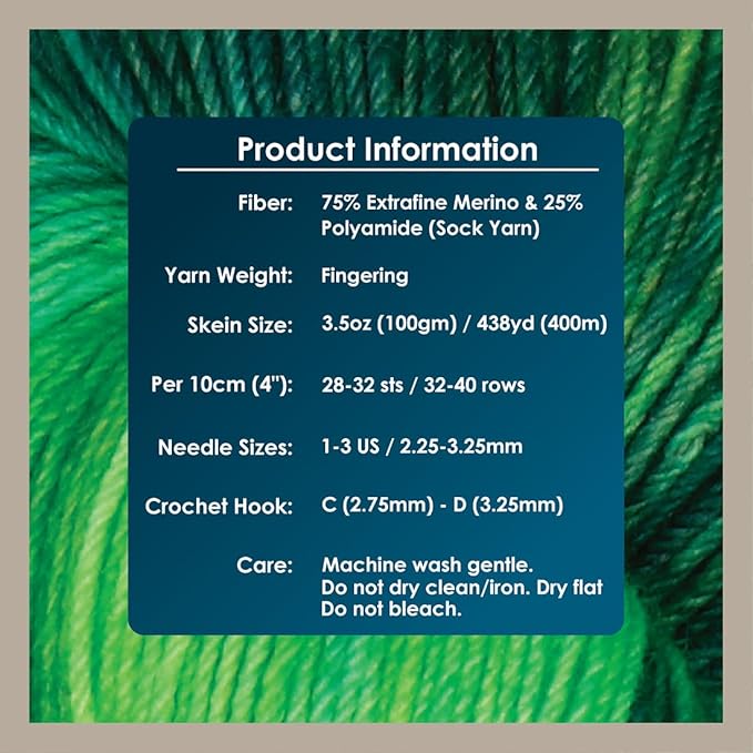 KnitPro Symfonie Hand Dyed Yarn | Extra Fine Merino Wool & Polyamide Blend for Knitting & Crocheting, Fingering Weight, Oeko-TEX Certified 400m, 100g Skein | Terra Variegated Jungle Secrets