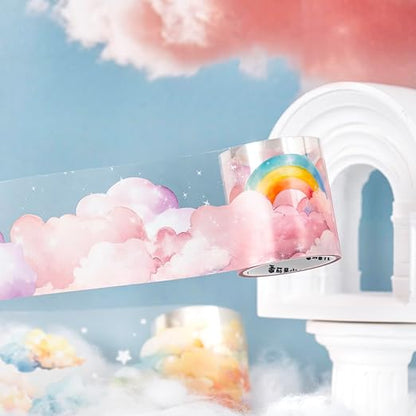 AuriicLeaf Dreamy Cloudscape PET Tape Set, 6 Rolls of Sky-Themed Stickers for Scrapbooking, Junk Journaling, DIY Crafts, and Art Supplies
