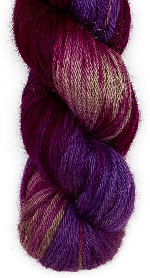 100% Baby Alpaca Yarn Wool 100g Hank DK Weight Hand Dyed Made in Peru - Heavenly Soft and Perfect for Knitting and Crocheting (Purple Carnival, DK Hand Dyed - 100g Hank)