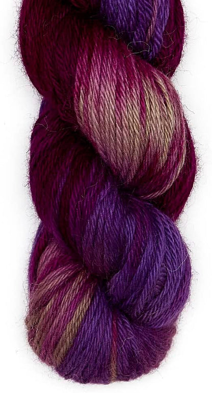 100% Baby Alpaca Yarn Wool 100g Hank DK Weight Hand Dyed Made in Peru - Heavenly Soft and Perfect for Knitting and Crocheting (Purple Carnival, DK Hand Dyed - 100g Hank)