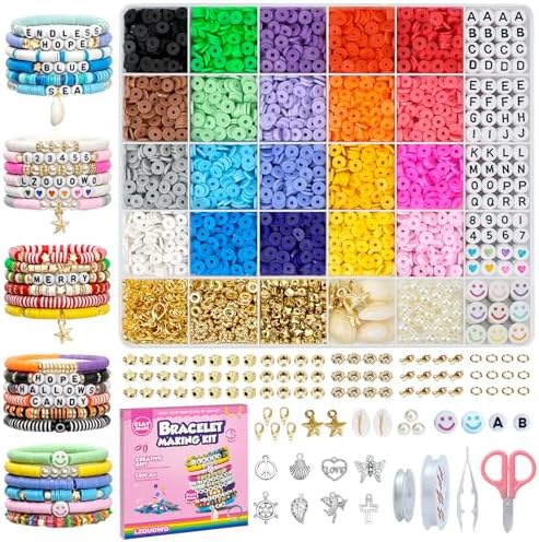LZOUOWO 5300 Clay Beads Bracelet Making Aesthetic Kit, Polymer Heishi Beads by LZOUOWO