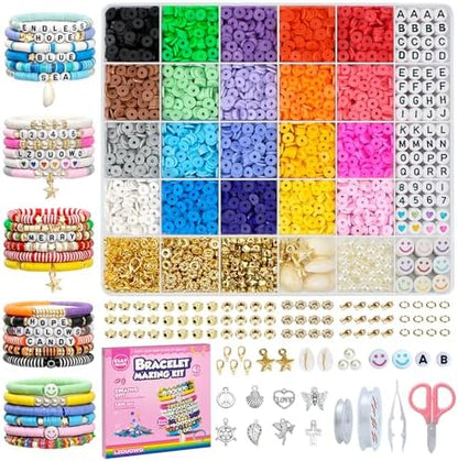 LZOUOWO 5300 Clay Beads Bracelet Making Aesthetic Kit, Polymer Heishi Beads by LZOUOWO